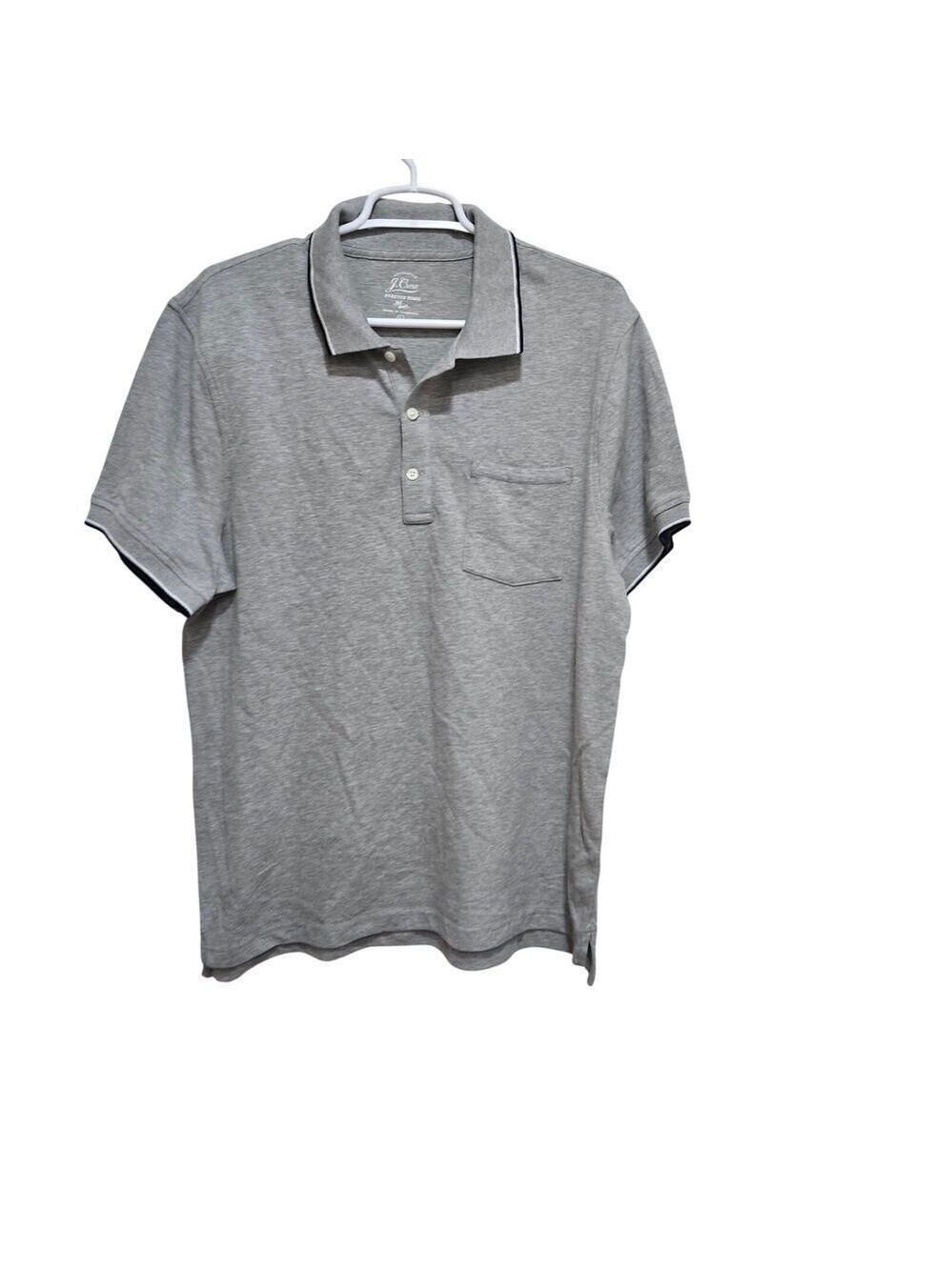 J.Crew Gray Stretch Pique Polo Shirt Mens Large Pocket